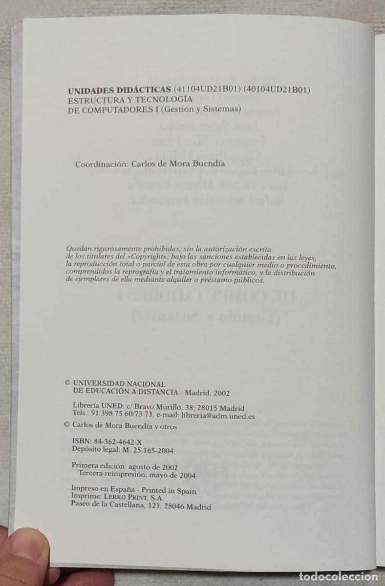 Libros de segunda mano: ESTRUCTURA Y TECNOLOG&Iacute;A DE COMPUTADORES I. - Foto 4