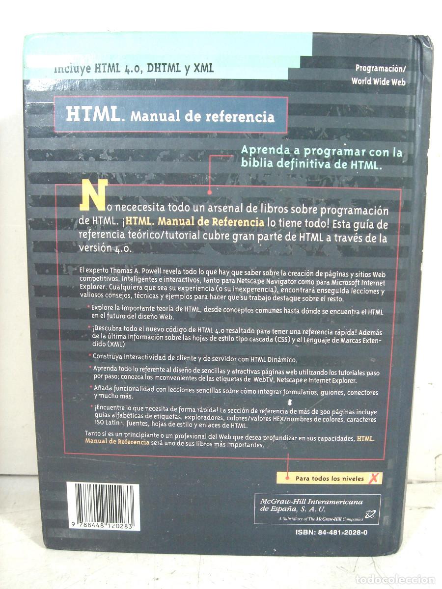 Libros de segunda mano: HTML MANUAL DE REFERENCIA TEORICO-PRSTICA-THOMAS A.POWELL-LIBRO INFORMATICA PROGRAMACION - Foto 3