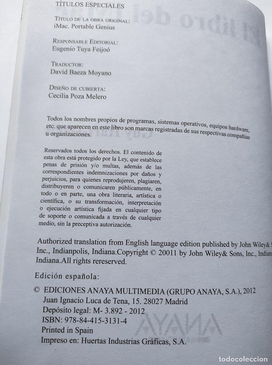 Libros de segunda mano: EL LIBRO DEL iMAC. GUY HART-DAVIS. ANAYA MULTIMEDIA. ESPA&Ntilde;A 2012. EDICI&Oacute;N LION. - Foto 2