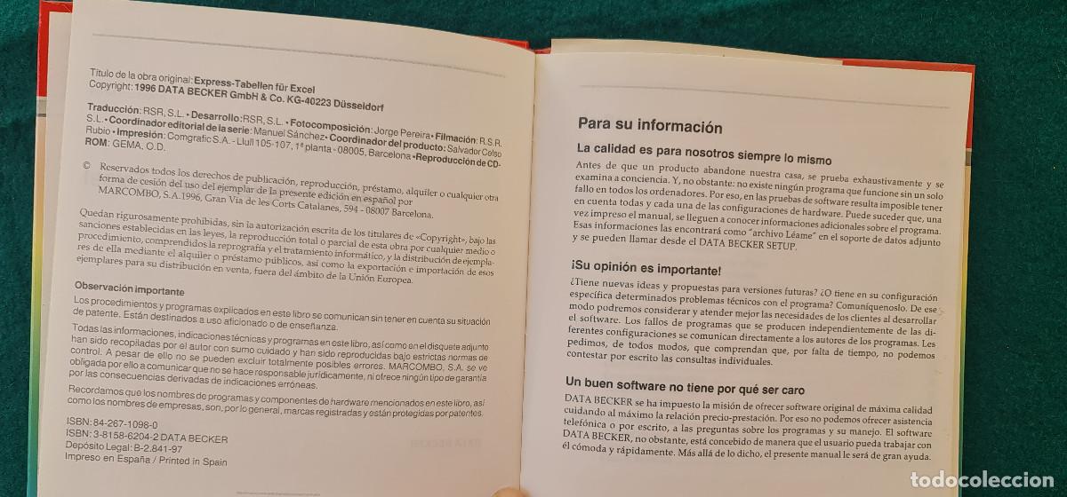 Libros de segunda mano: LIBRO DISE&Ntilde;OS RAPIDOS PARA EXCEL 5-95 Y 97 (1996) SERIE ESTRELLA - DATA BECKER - ED. MARCOMBO - Foto 4