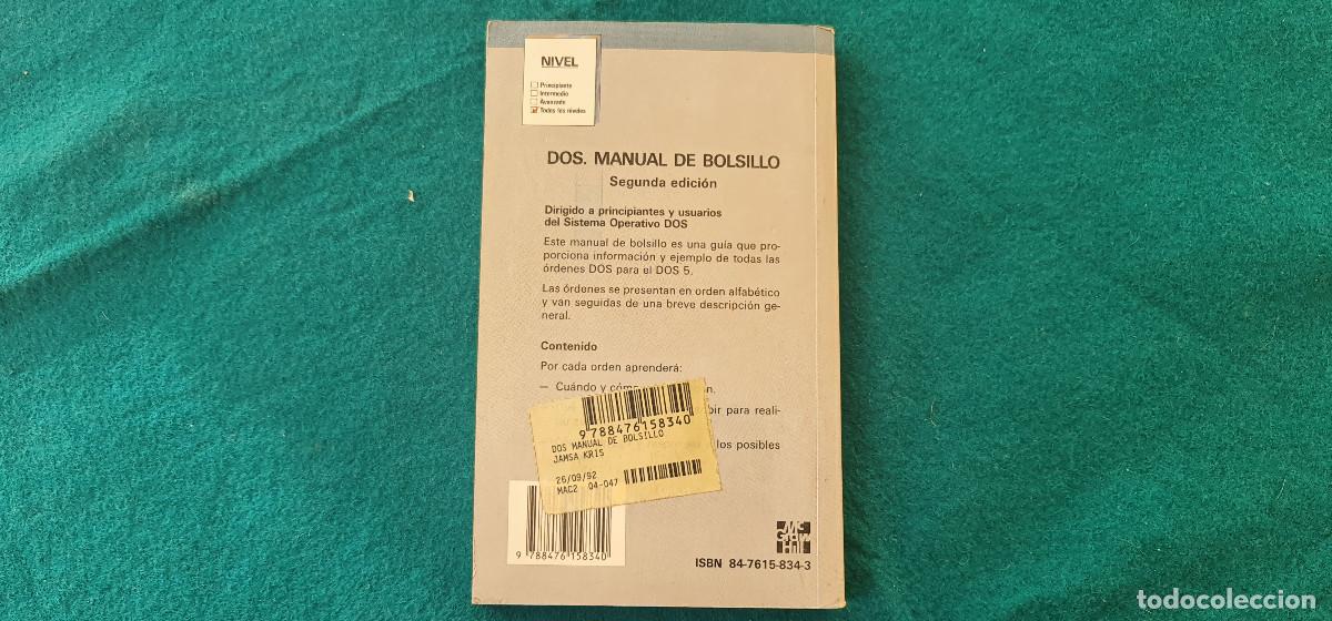 Libros de segunda mano: LIBRO MANUAL DE BOLSILLO DOS (1992) MS-DOS - KRIS JAMSA - Foto 6