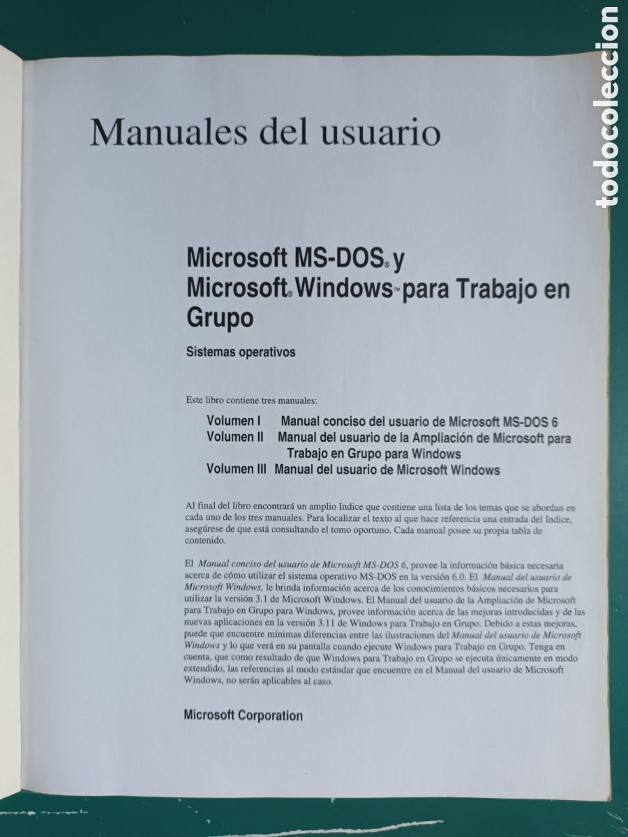 Libros de segunda mano: Manual de Usuario. Windows Ms-Dos 6.2 MICROSOFT 1993 - Foto 3