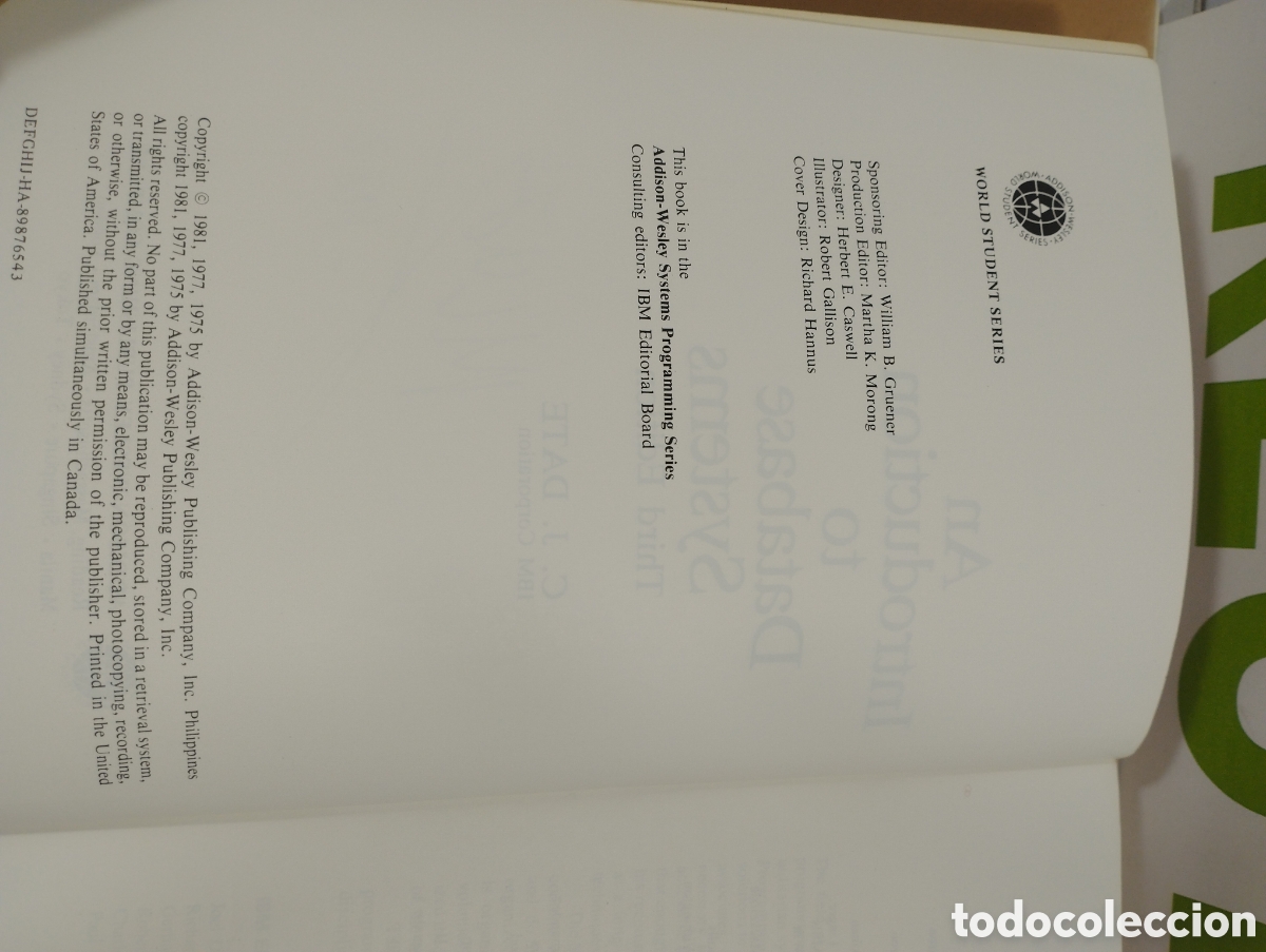 Libros de segunda mano: An introduction to database systems. Third edition. - Foto 4