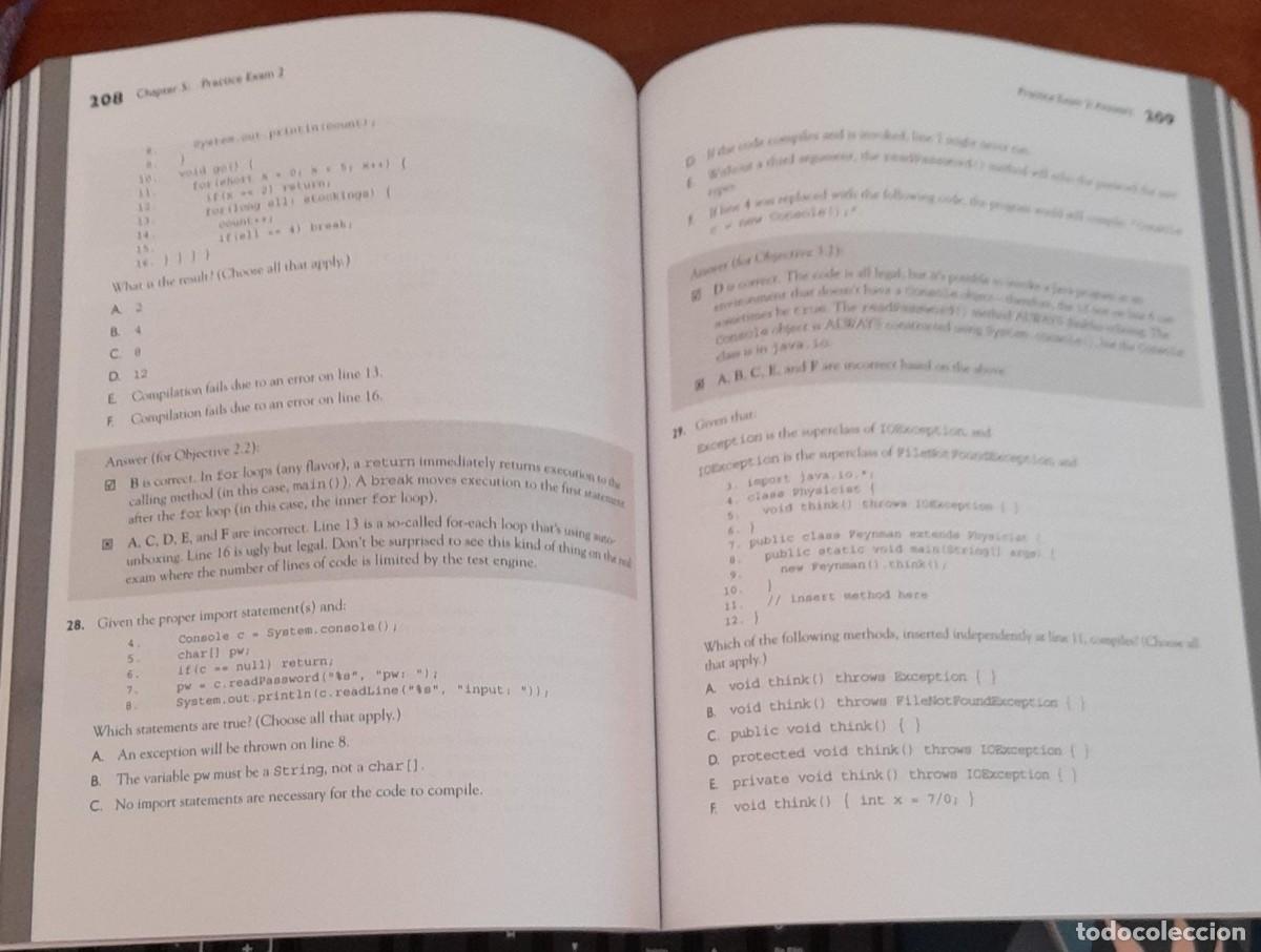 Libros de segunda mano: PRACTICE EXAMS JAVA, QUESTIONS IN DEPTH ANSWERS, POR B. BATES Y K. SIERRA, 2011 - Foto 2
