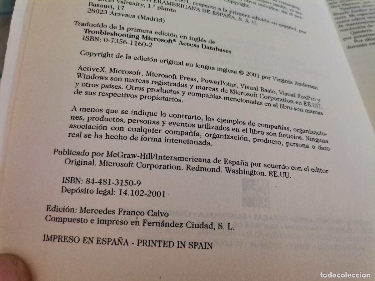 Libros de segunda mano: MICROSOFT ACCESS SIN PROBLEMAS VIRGINIA ANDERSEN MCGRAW-HILL 2001 - Foto 3