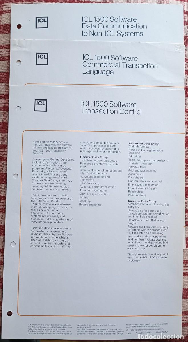 Libros de segunda mano: ICL - 1500 Software 3 folletos 1976 - Foto 1