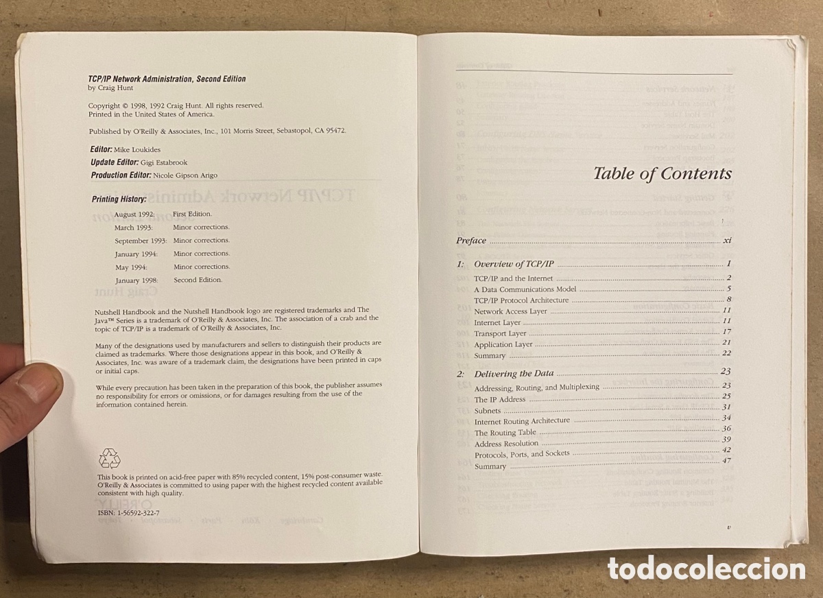 Libros de segunda mano: TCP/IP NETWORK ADMINISTRATION. CRAIG HUNT. O&rsquo;REILLY 1998. EN INGL&Eacute;S. - Foto 3