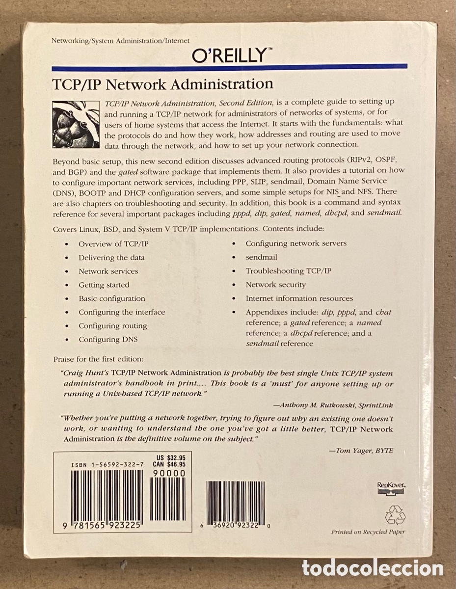 Libros de segunda mano: TCP/IP NETWORK ADMINISTRATION. CRAIG HUNT. O&rsquo;REILLY 1998. EN INGL&Eacute;S. - Foto 10