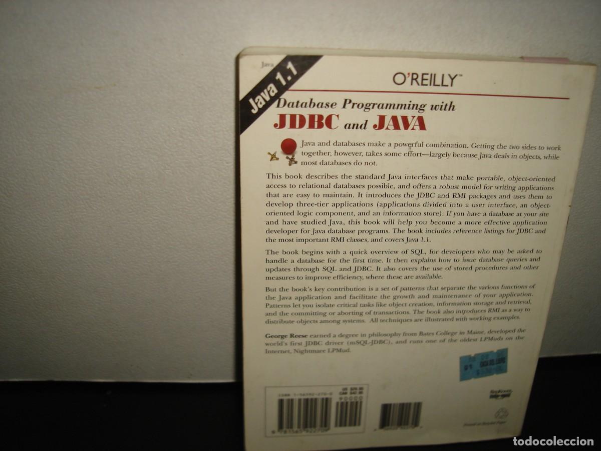 Libros de segunda mano: 22- DATABASE PROGRAMMING WITH JDBC AND JAVA - GEORGE REESE - Foto 3