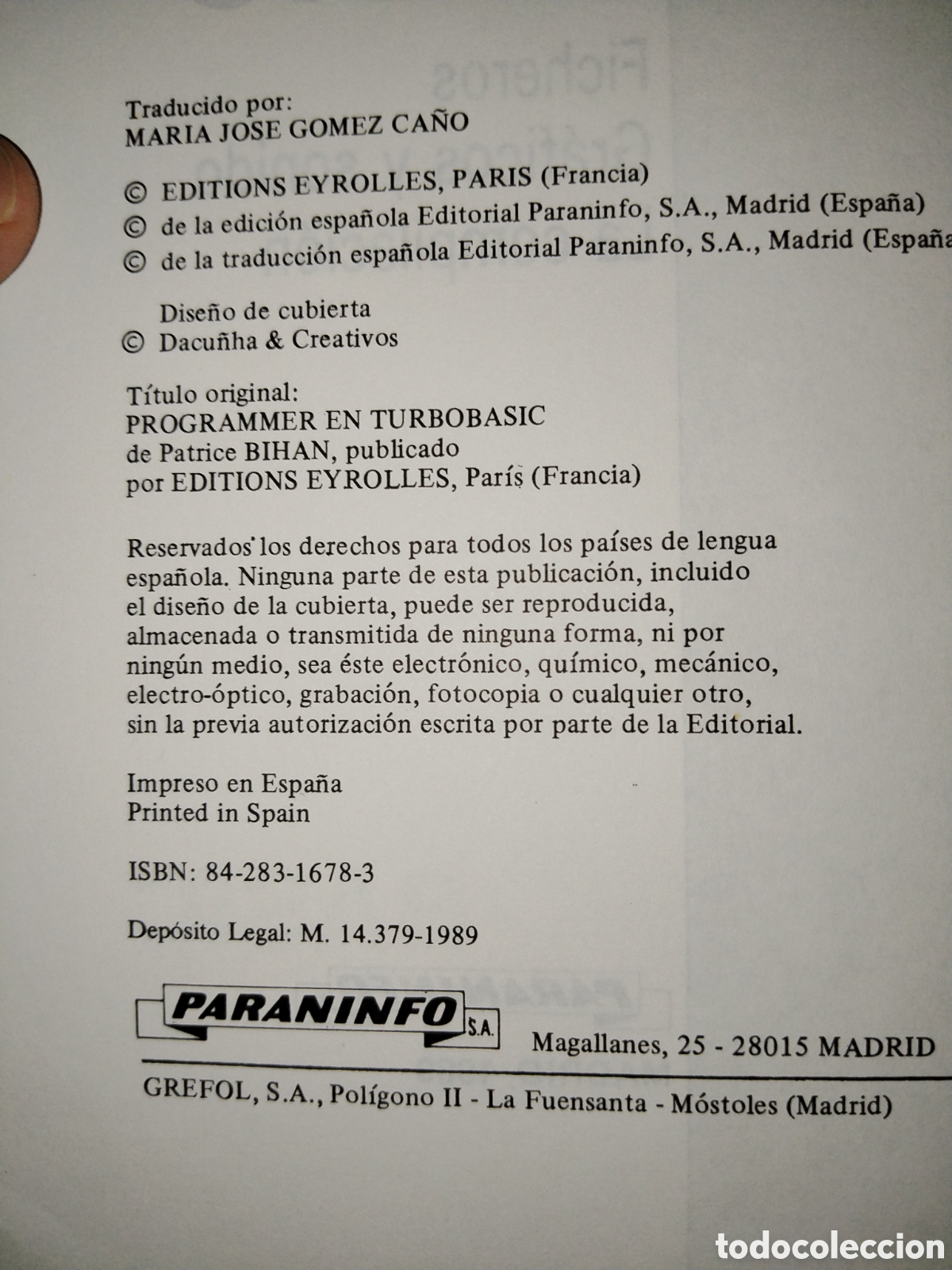 Libros de segunda mano: Turbo basic. Patrice Bihan. Paraninfo. - Foto 3
