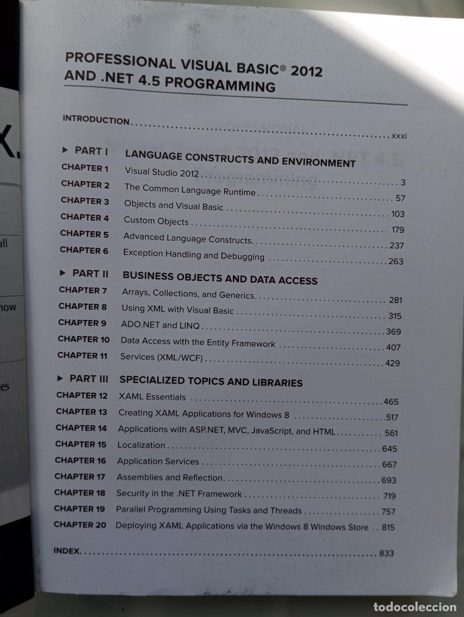 Libros de segunda mano: (aplicaciones para telefon&iacute;a m&oacute;vil) Professionel Visual Basic 2012 and .Net 4.5 Programming. Sheldon - Foto 2