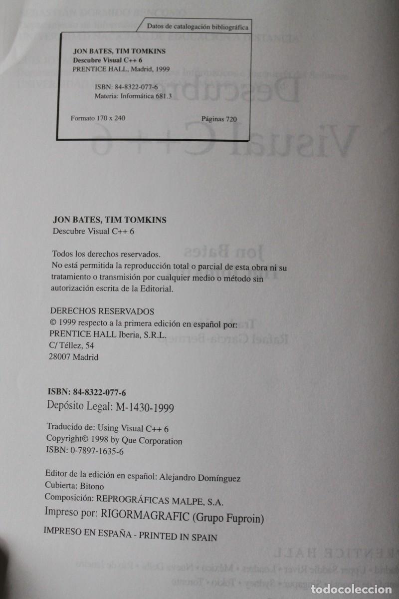 Libros de segunda mano: Jon Bates & Tim Tompkins - Descubre Microsoft Visual C++ 6 - Prentice Hall - Foto 7