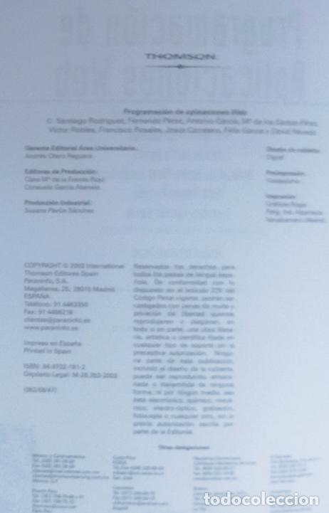 Libros de segunda mano: PROGRAMACI&Oacute;N DE APLICACIONES WEB. SANTIAGO RODR&Iacute;GUEZ DE LA FUENTE. - Foto 4