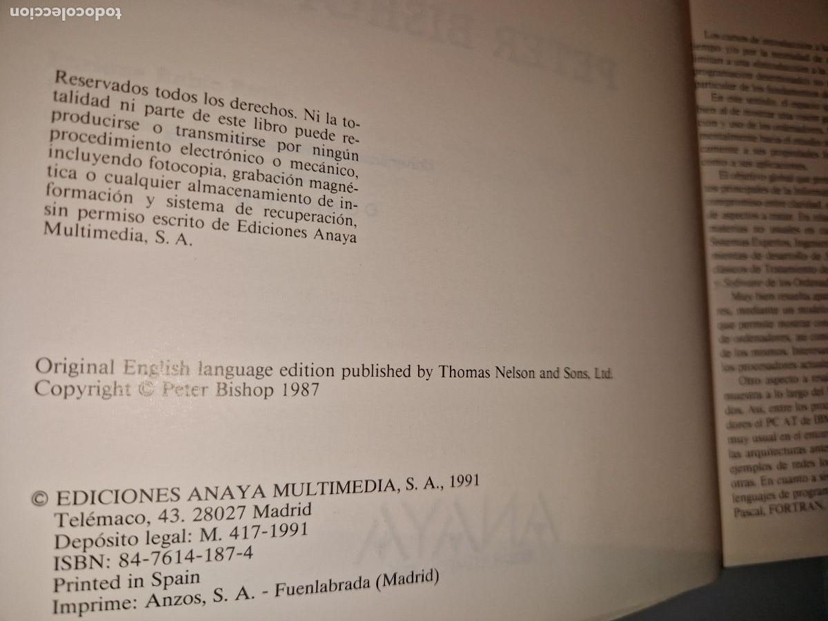 Libros de segunda mano: Conceptos de inform&aacute;tica. BISHOP, Peter. Ed. Anaya multimedia. Madrid 1989 - Foto 2