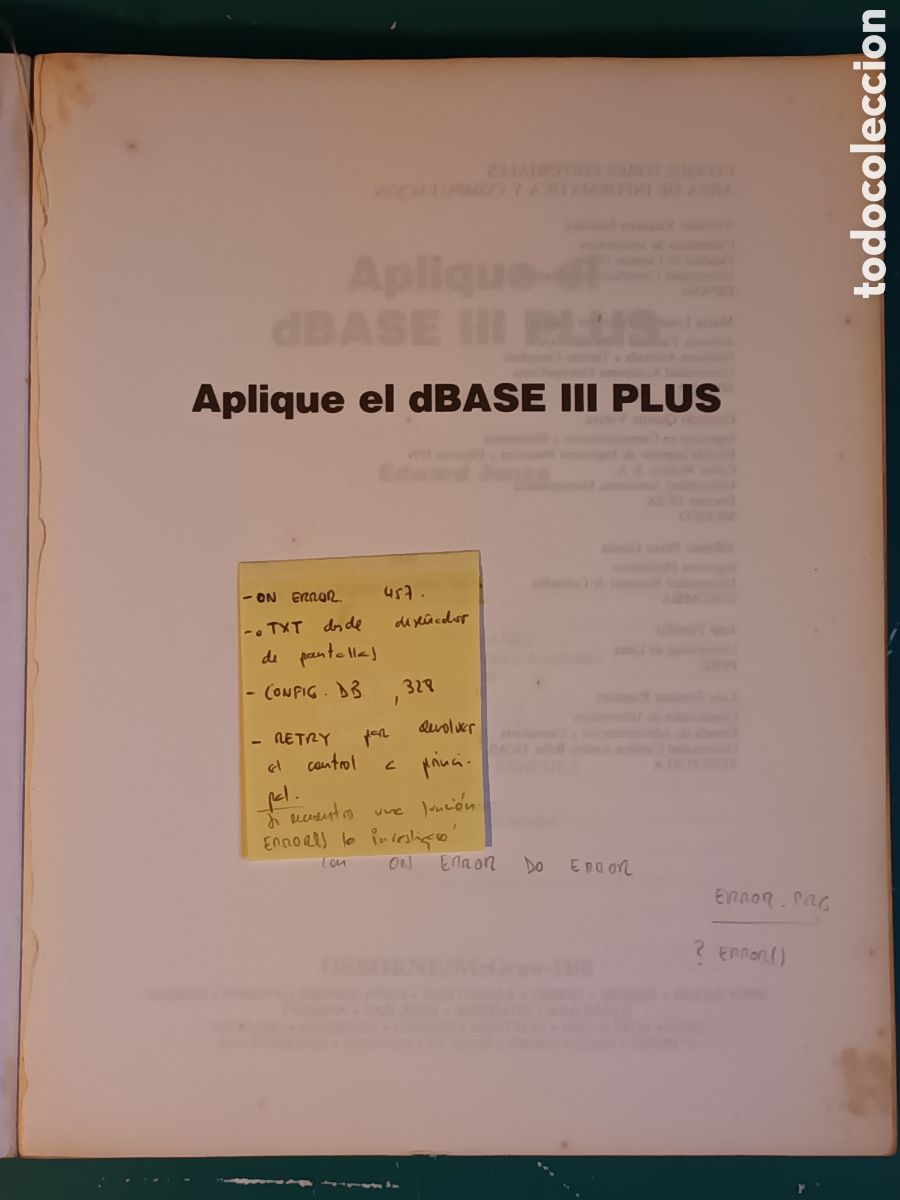 Libros de segunda mano: Aplique dBASE III Plus Edwar Jones Mc Graw Hill 1995 - Foto 3