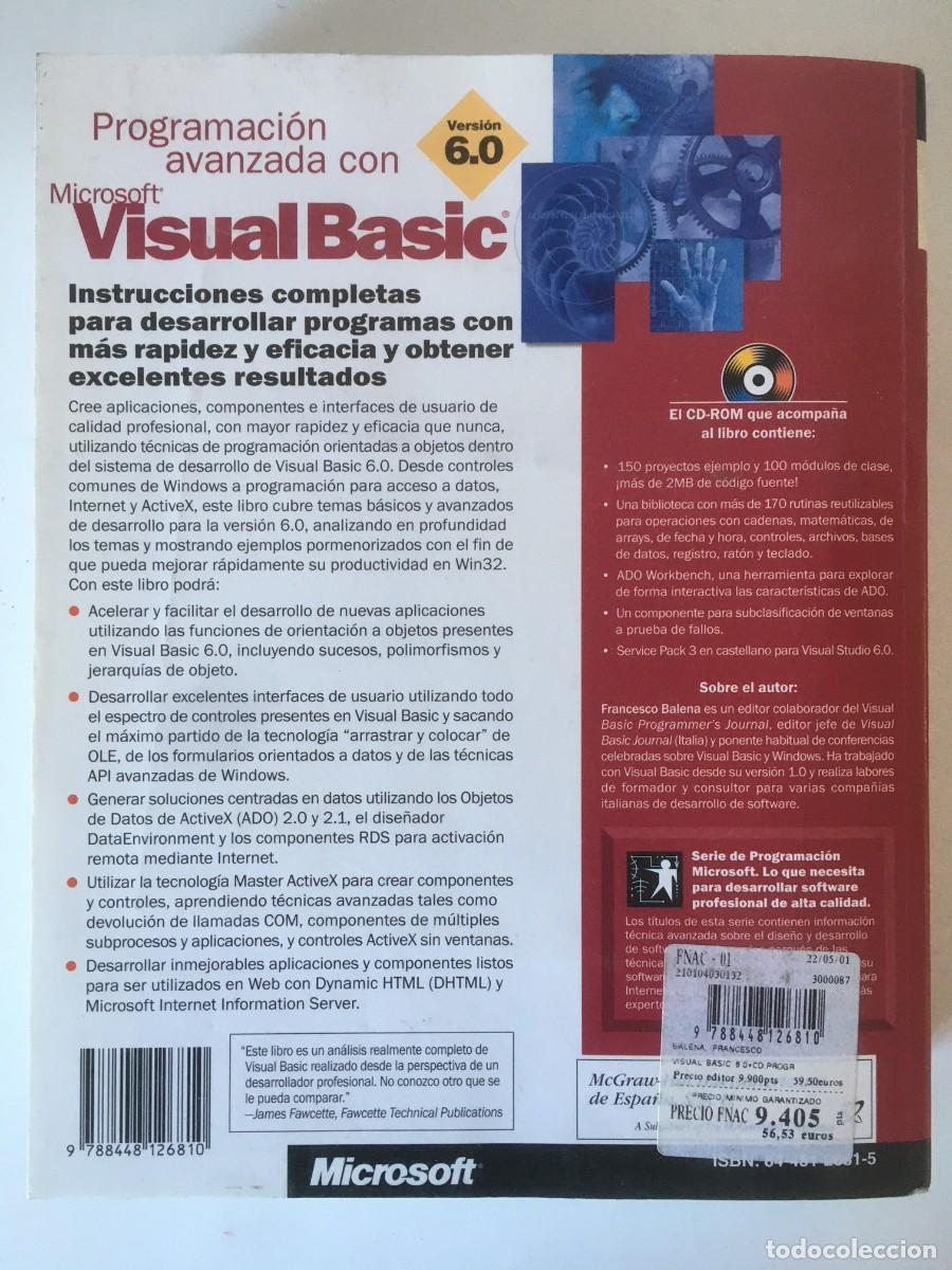 Libros de segunda mano: PROGRAMACI&Oacute;N AVANZADA CON MICROSOFT VISUAL BASIC 6.0 - FRANCESCO BALENA - MICROSOFT PRESS. A&Ntilde;O 2001 - Foto 2
