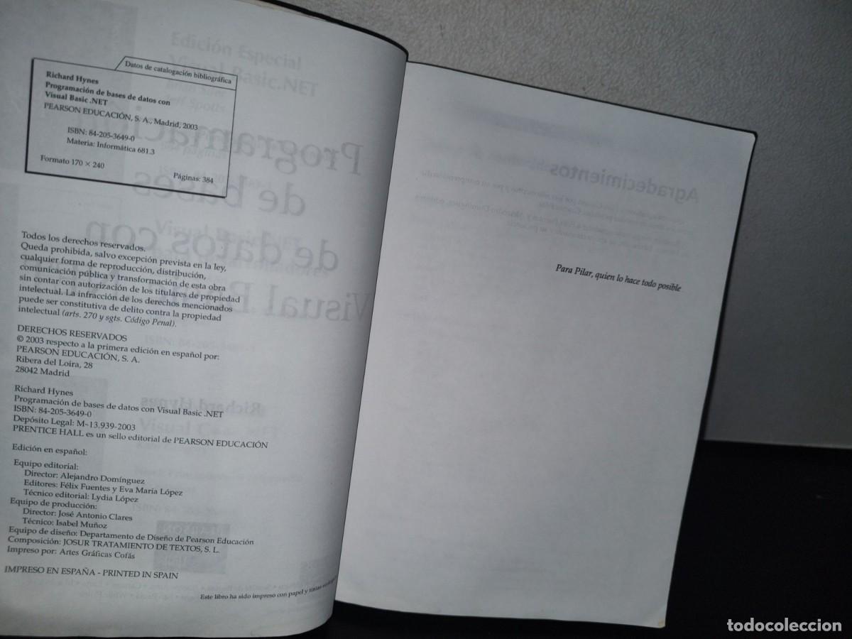 Libros de segunda mano: 84- PROGRAMACI&Oacute;N DE BASES DE DATOS CON VISUAL BASIC .NET - RICHARD HYNES - Foto 8