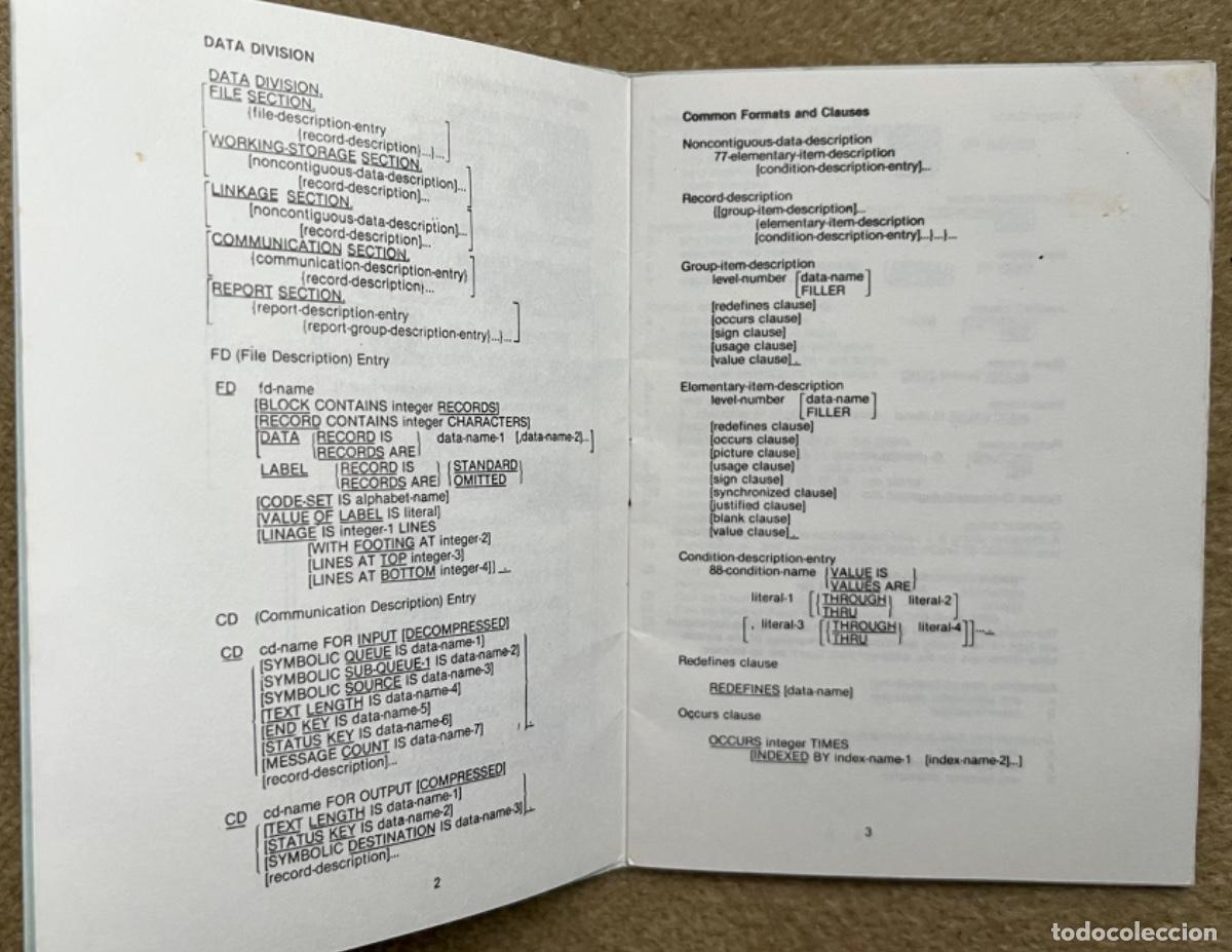 Libros de segunda mano: Cobol reference card - Dinos 4000 - Module C2A - Philips - Geinmark - A&ntilde;o 1980 (Inform&aacute;tica) - Foto 2