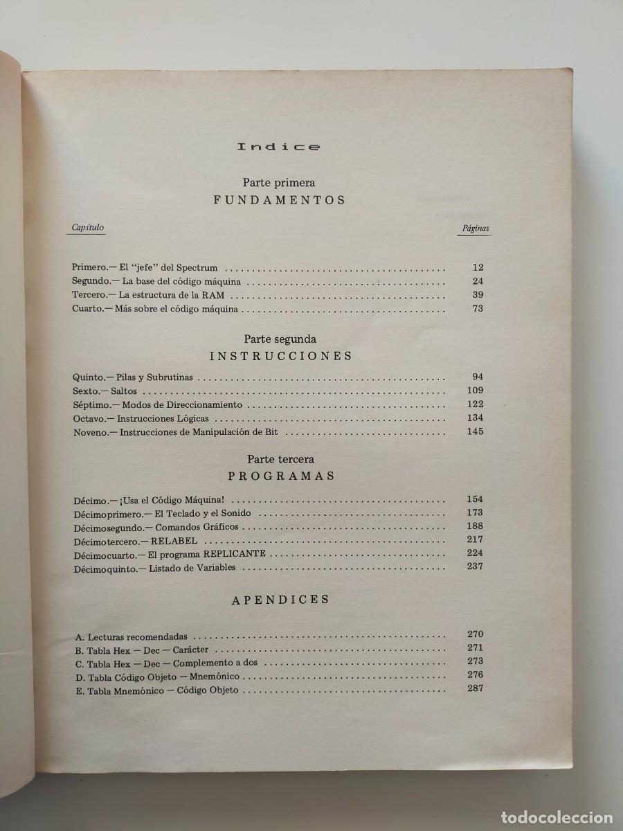Libros de segunda mano: EL LIBRO DE CODIGO MAQUINA DEL SPECTRUM - Juan Martinez Velarde - Editorial PARANINFO 1984 - Foto 2