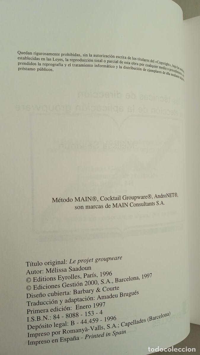 Libros de segunda mano: EL PROYECTO GROUPWARE. Melissa SAADOUN. Software corporativo - Foto 2