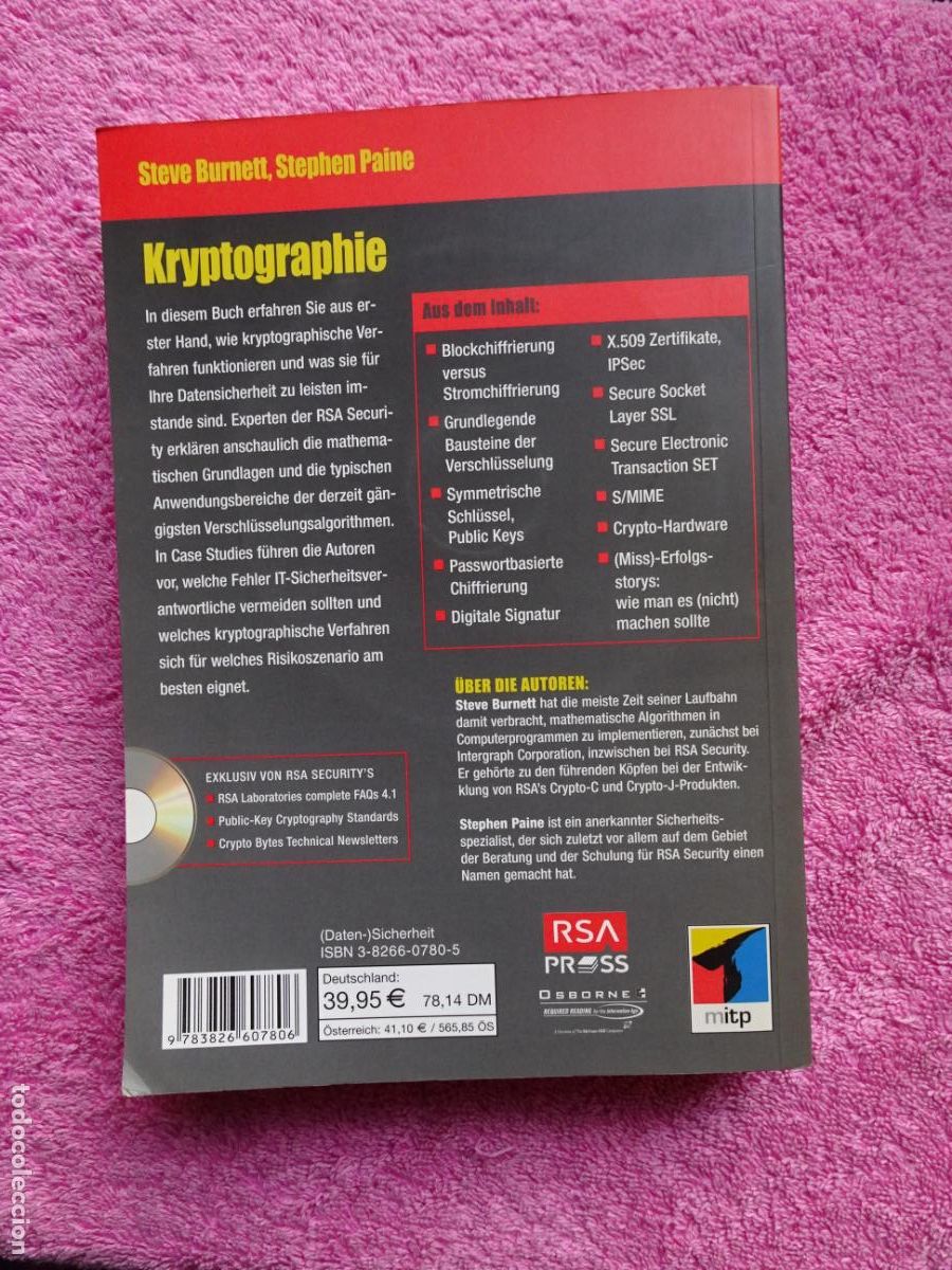 Libros de segunda mano: kryptographie rsa securitys official guide steven burnett 2001 auf cd-rom 1&ordf; edici&oacute;n - Foto 14