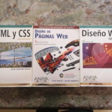 Libros de segunda mano: 3 LIBROS DE DISEÑO PÁGINAS WEB, LENGUAJE DHTML Y CSS DE ANAYA