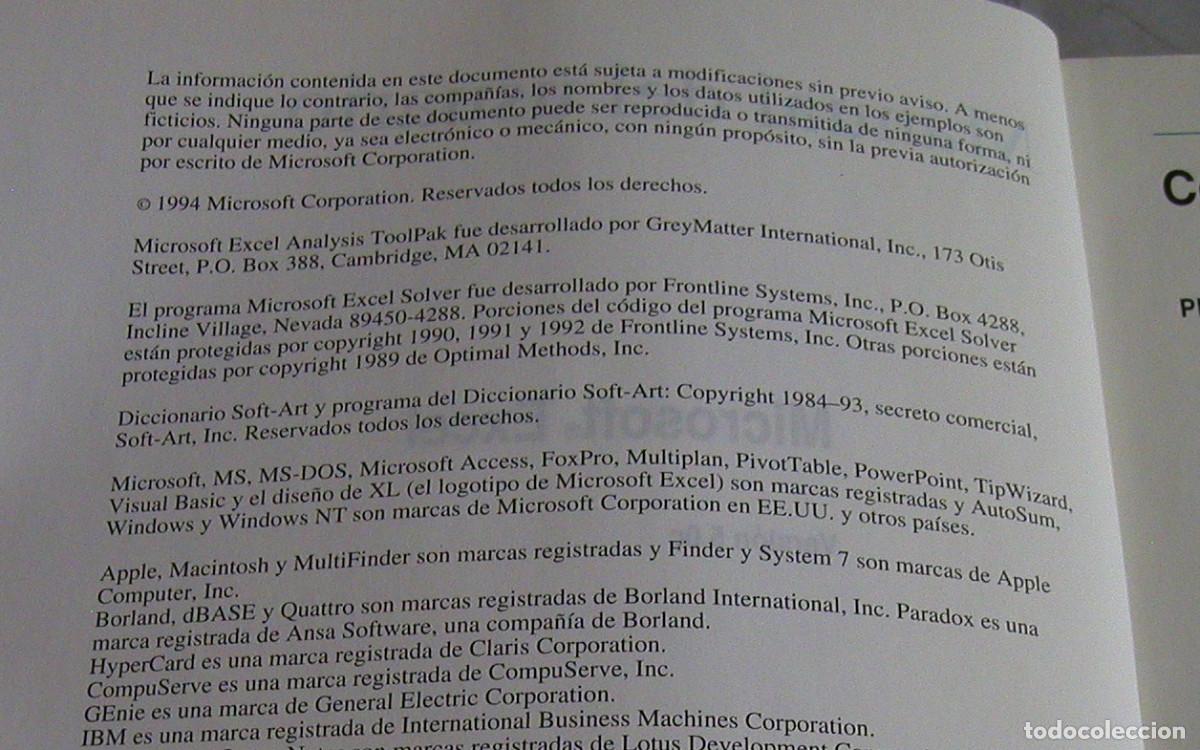 Libros de segunda mano: Manual del usuario Microsoft Excel Office versi&oacute;n 5.0c - Foto 5