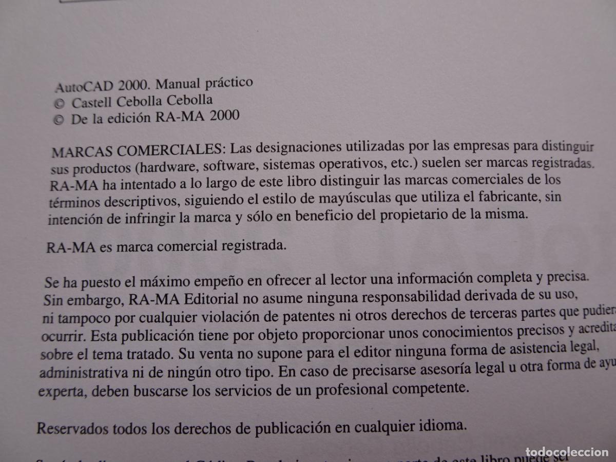 Libros de segunda mano: autocad 2000 manual practico castell cebolla editorial ra-ma 2000 1&ordf; edici&oacute;n - Foto 2