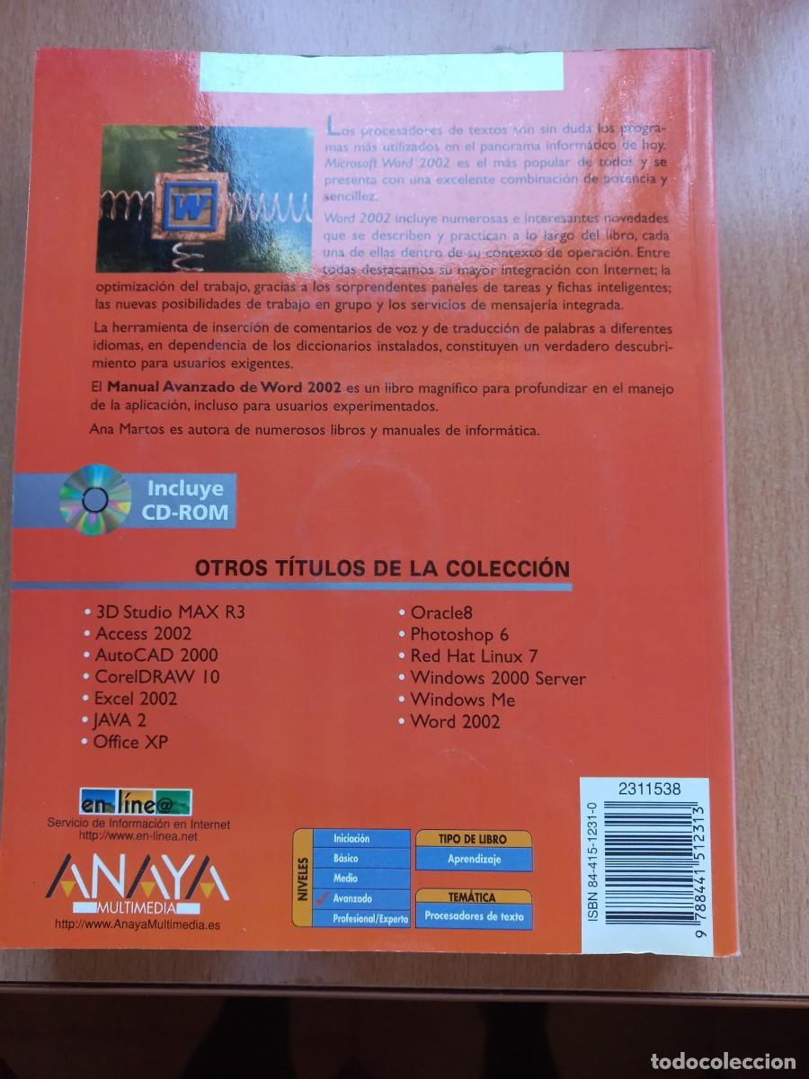 Libros de segunda mano: Libro Word 2002 manual avanzado Anaya - Foto 2