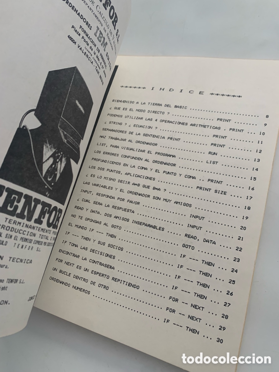 Libros de segunda mano: MANUAL DE 1985 PROGRAMADOR LENGUAJE BASIC TENFOR - ORDENADOR INFORMATICA - Foto 2