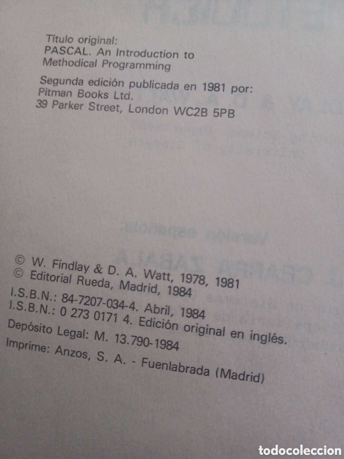 Libros de segunda mano: Barybook C56. . Pascal programaci&oacute;n met&oacute;dica w.Findlay & D.A.watt - Foto 3