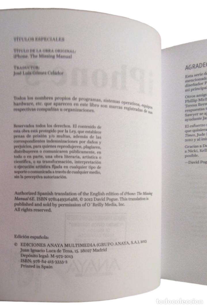 Libros de segunda mano: IPHONE 5 - &iexcl;EL MUNDO EN TUS MANOS! / DAVID POGUE. - Foto 4