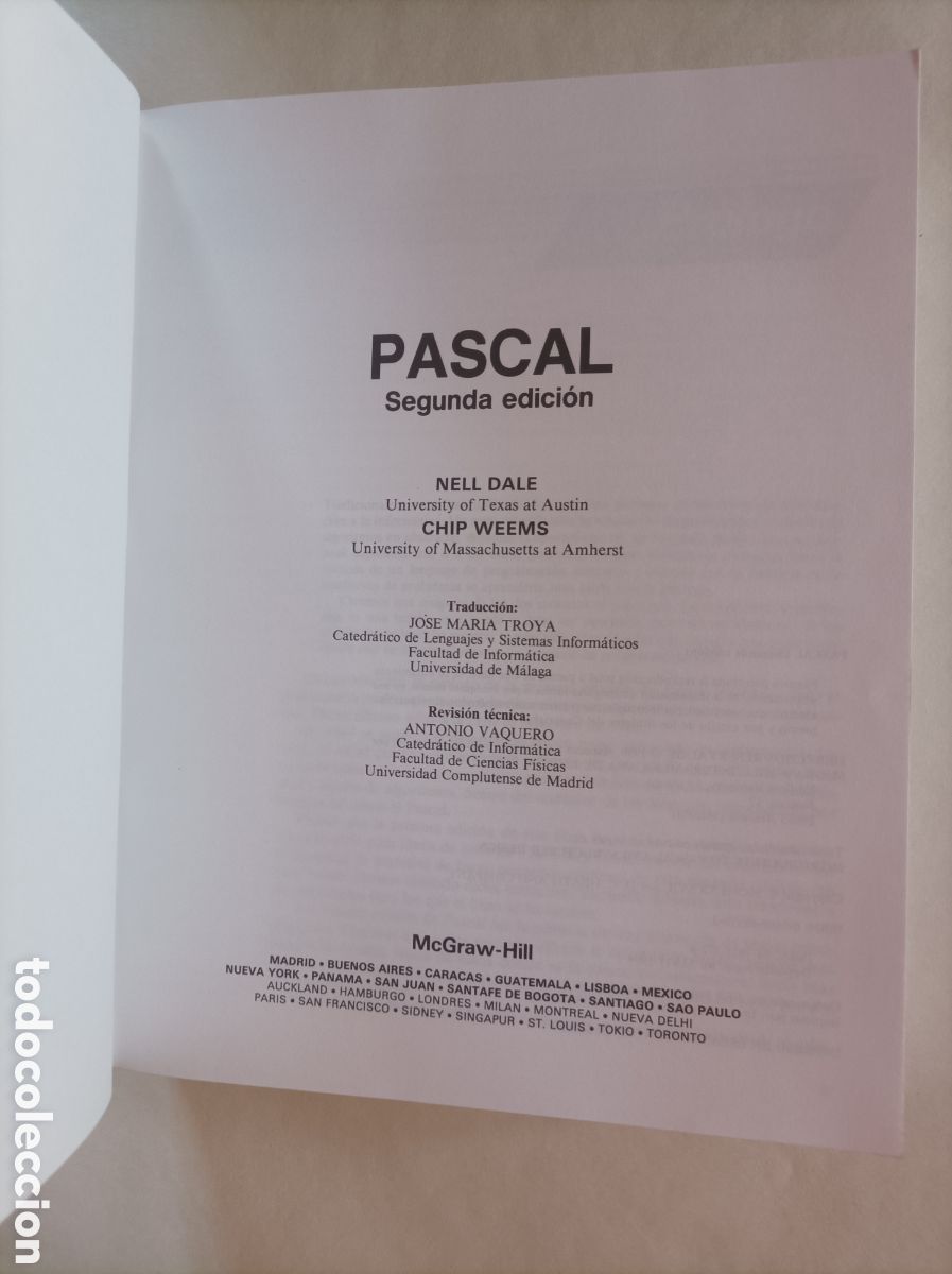 Libros de segunda mano: Pascal / Nell Dale, Chip Weems. Segunda edici&oacute;n - Foto 2