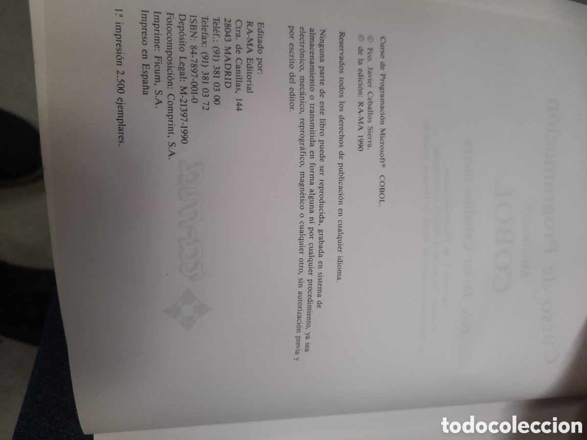 Libros de segunda mano: Curso de programaci&oacute;n Microsoft, Cobol, 1 impresi&oacute;n de 2500 ejemplares - Foto 5