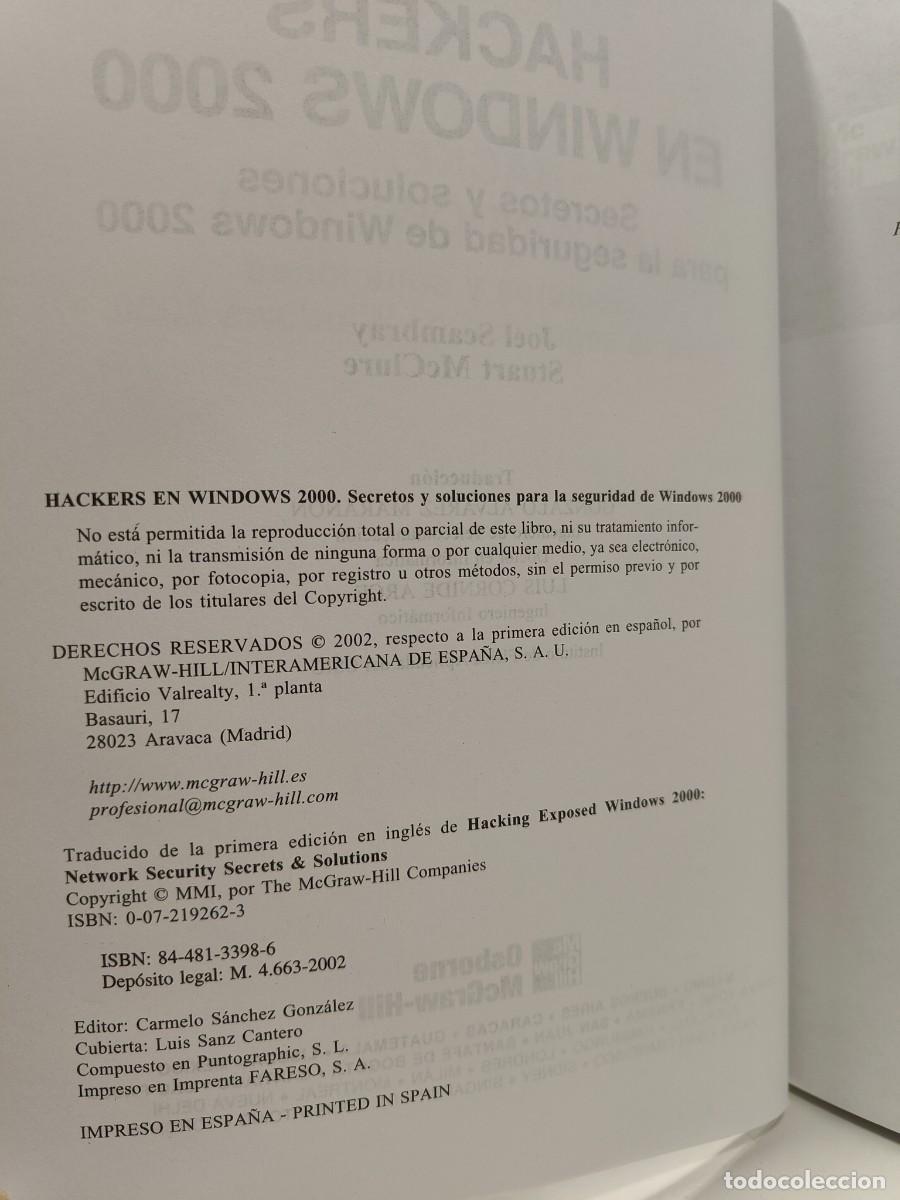 Libros de segunda mano: HACKERS EN WINDOWS 2000 - JOEL SCAMBRAY / STUART McCLURE (R:A1) - Foto 6
