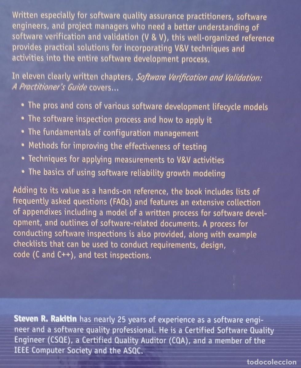 Libros de segunda mano: SOFTWARE VERIFICATION AND VALIDATION - STEVEN R. RAKITIN - Foto 2