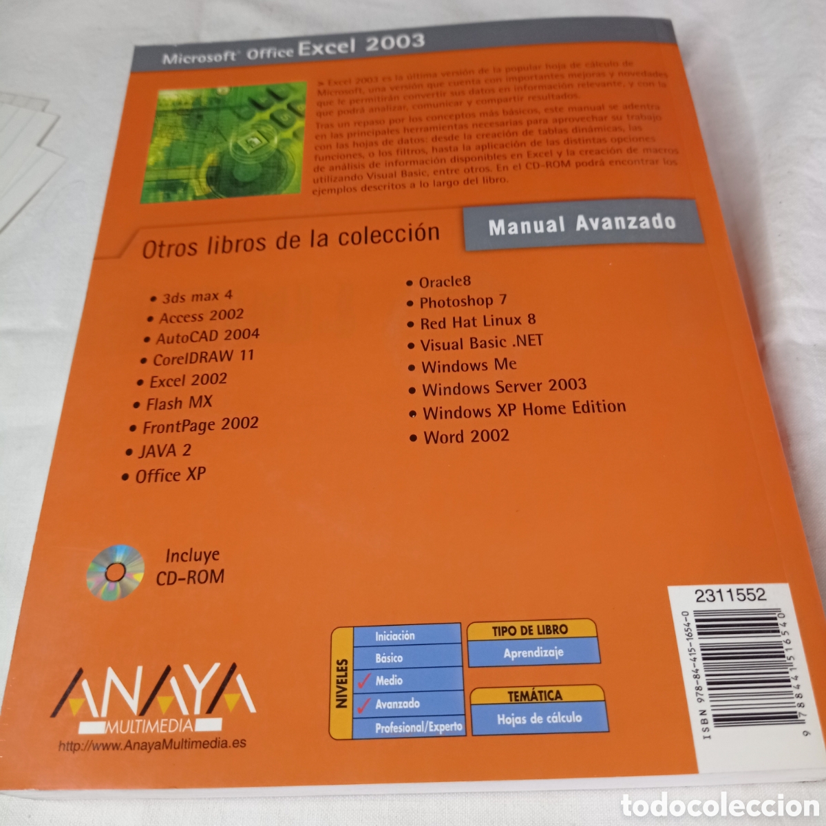 Libros de segunda mano: EXCELL 2003 - Manual avanzado,con CD- Rom - Foto 2