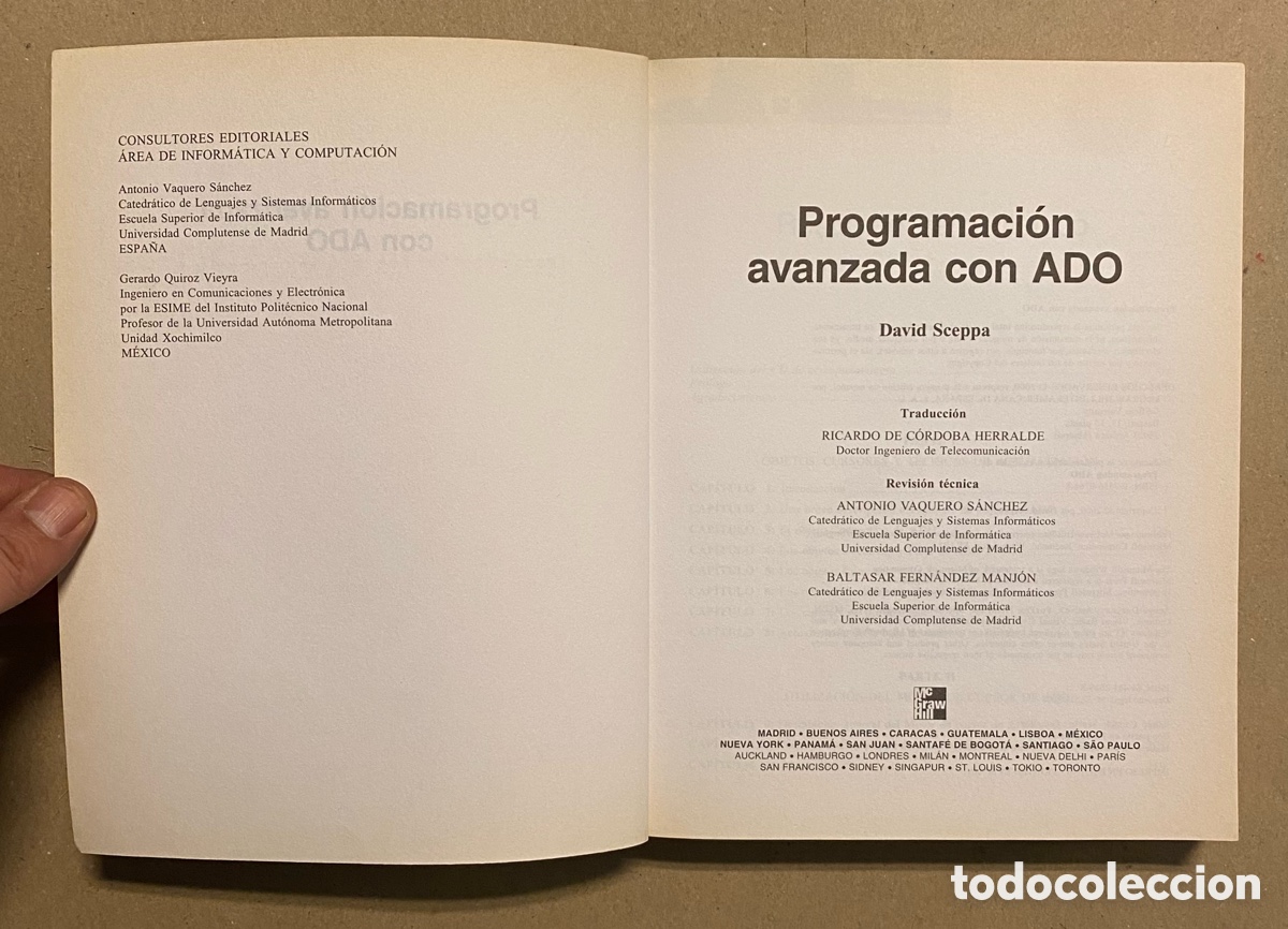 Libros de segunda mano: PROGRAMACI&Oacute;N AVANZADA CON ADO. DAVID SCEPPA. MCGRAWHILL MICROSOFT 2000. INCLUYE CD-ROM. - Foto 2