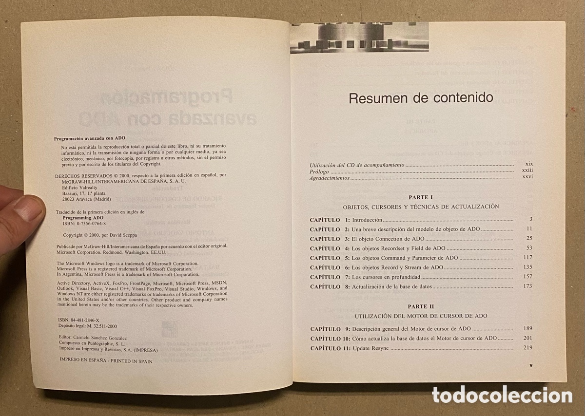 Libros de segunda mano: PROGRAMACI&Oacute;N AVANZADA CON ADO. DAVID SCEPPA. MCGRAWHILL MICROSOFT 2000. INCLUYE CD-ROM. - Foto 3