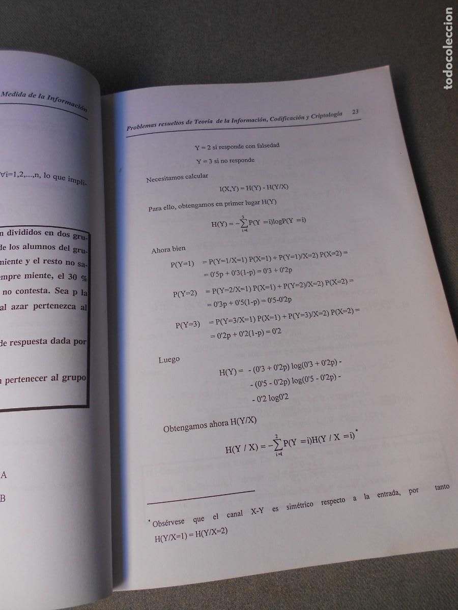 Libros de segunda mano: PROBLEMAS RESUELTOS DE TEORIA DE LA INFORMACION, CODIFICACION Y CRIPTOLOGIA. - Foto 6