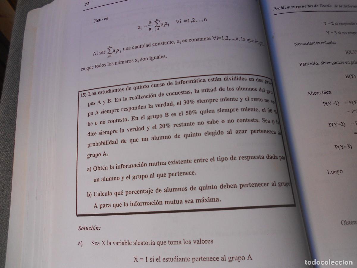Libros de segunda mano: PROBLEMAS RESUELTOS DE TEORIA DE LA INFORMACION, CODIFICACION Y CRIPTOLOGIA. - Foto 7