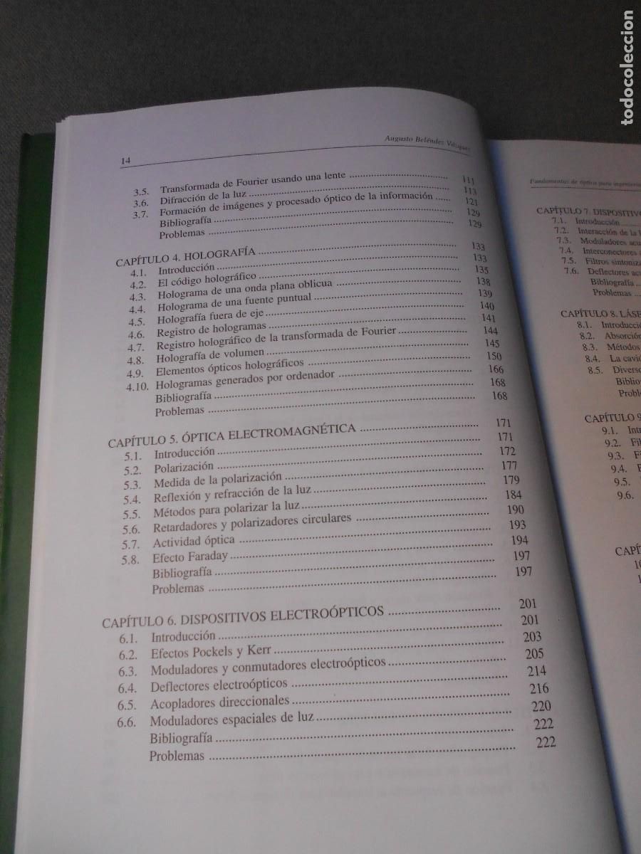 Libros de segunda mano: FUNDAMENTOS DE OPTICA PARA INGENIERIA INFORMATICA. - Foto 4