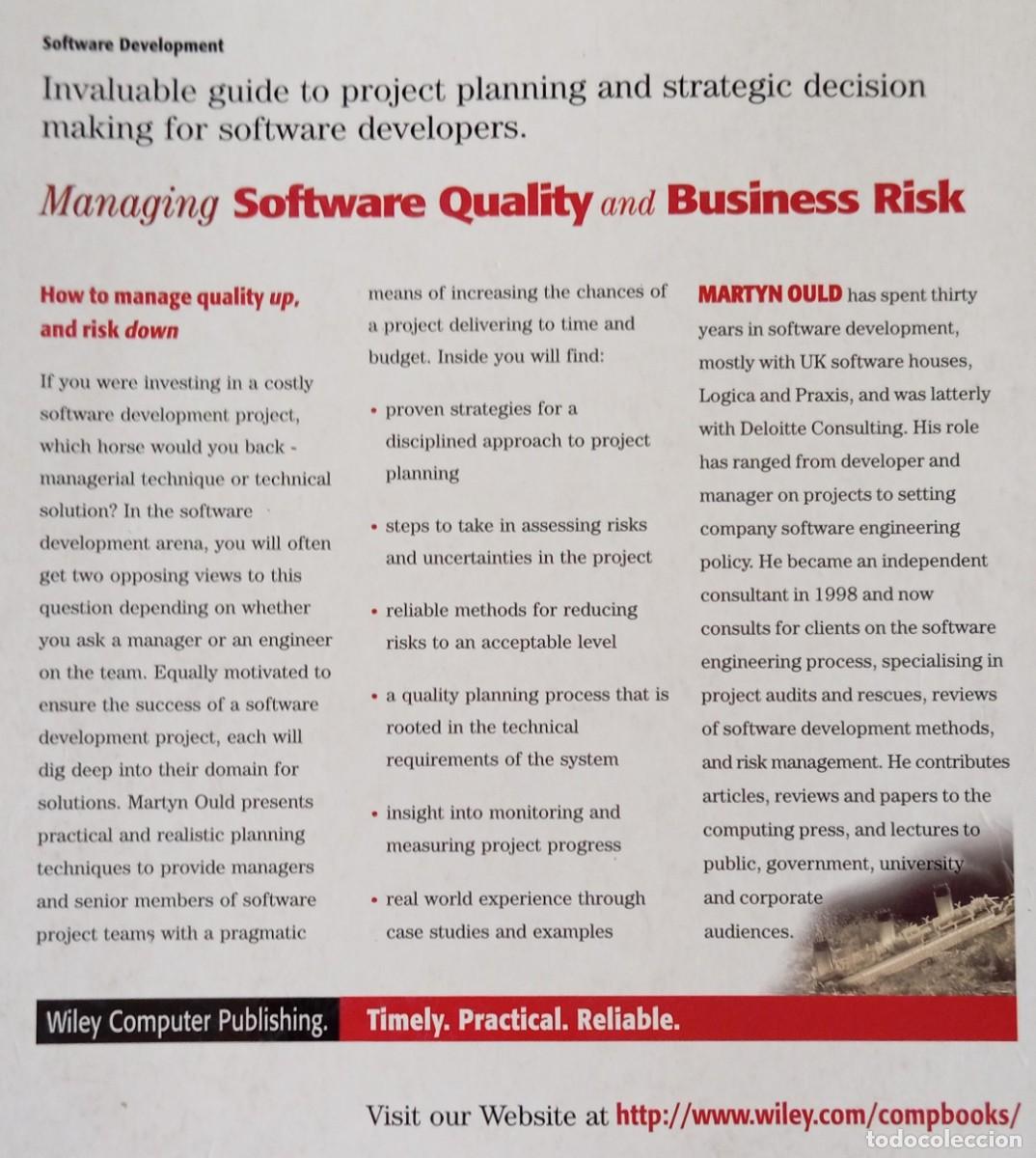 Libros de segunda mano: MANAGING SOFTWARE QUALITY AND BUSINESS RISK - OWEN - Foto 2