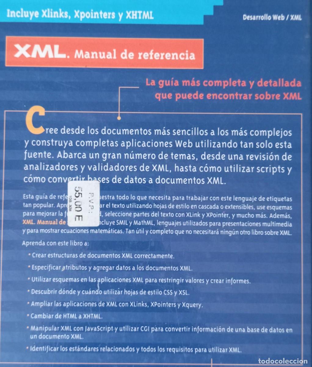 Libros de segunda mano: XML - MANUAL DE REFERENCIA - HEATHER WILLIAMSON - Foto 2