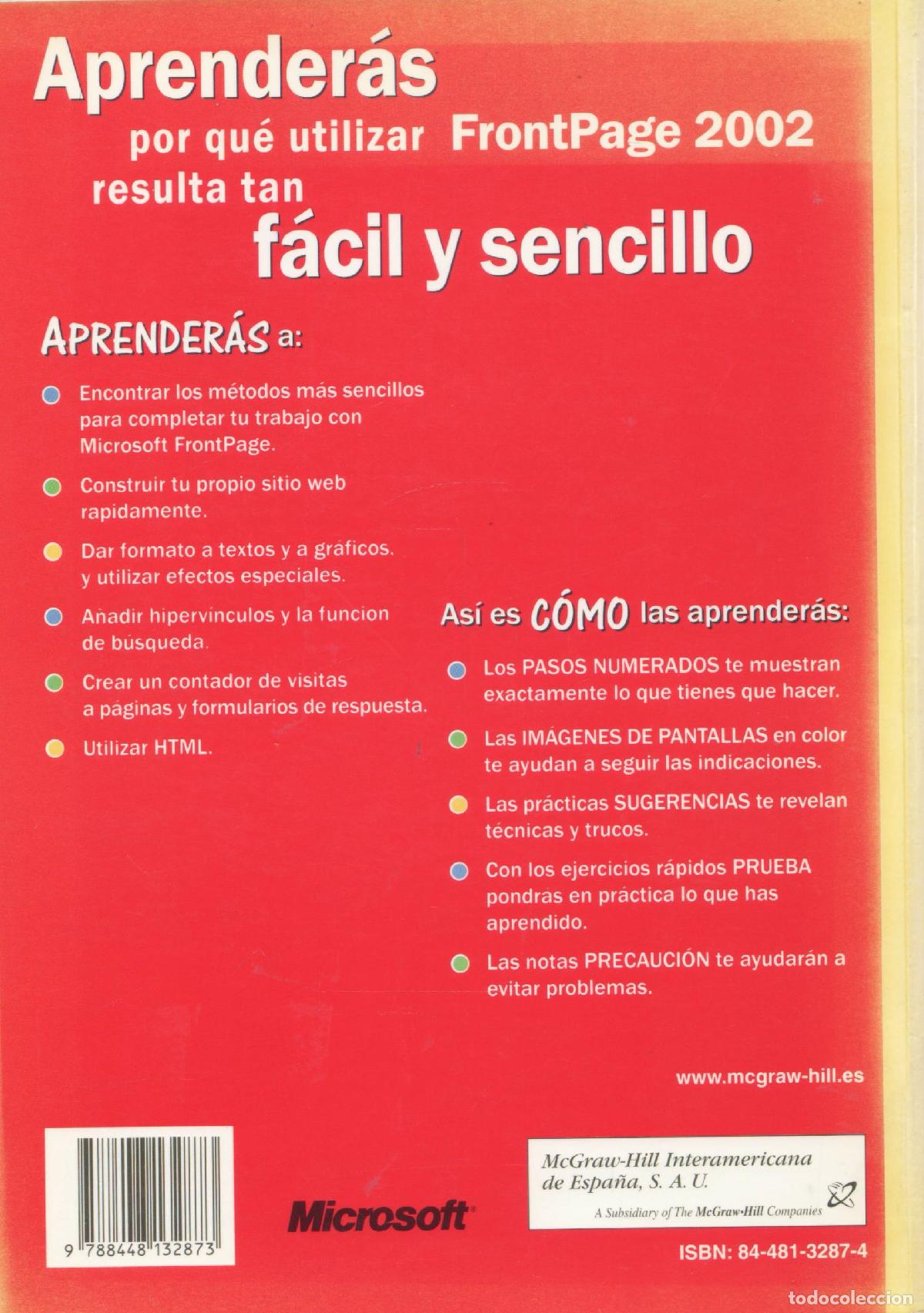 Libros de segunda mano: Microsoft FrontPage version 2002. Referencia rapida visual - Holden, Greg - Foto 2