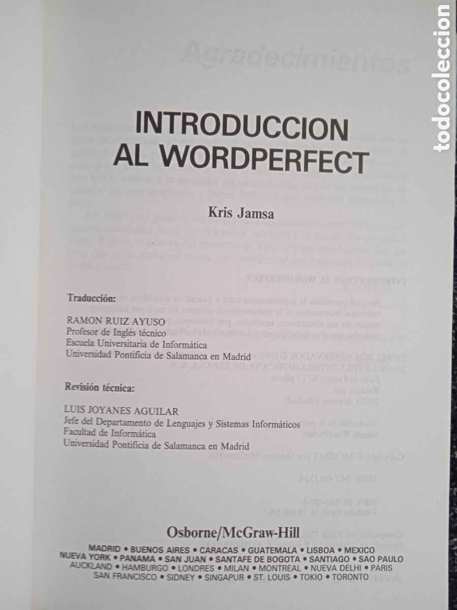 Libros de segunda mano: INTRODUCCI&Oacute;N AL WORDPERFECT / KRIS JAMSA - INFORMATICA - Foto 2
