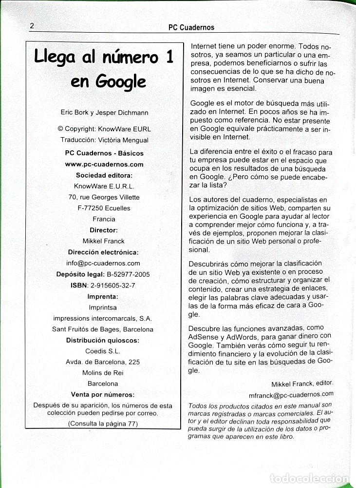 Libros de segunda mano: Llega al n&uacute;mero 1 en Google - PC Cuadernos b&aacute;sicos 2005 - Foto 2