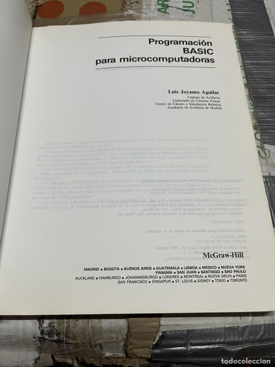 Libros de segunda mano: LIBRO PROGRAMACION BASIC PARA MICROCOMPUTADORAS LUIS JOYANES AGUILAR MC GRAW HILL COMMODORE 1984 - Foto 3