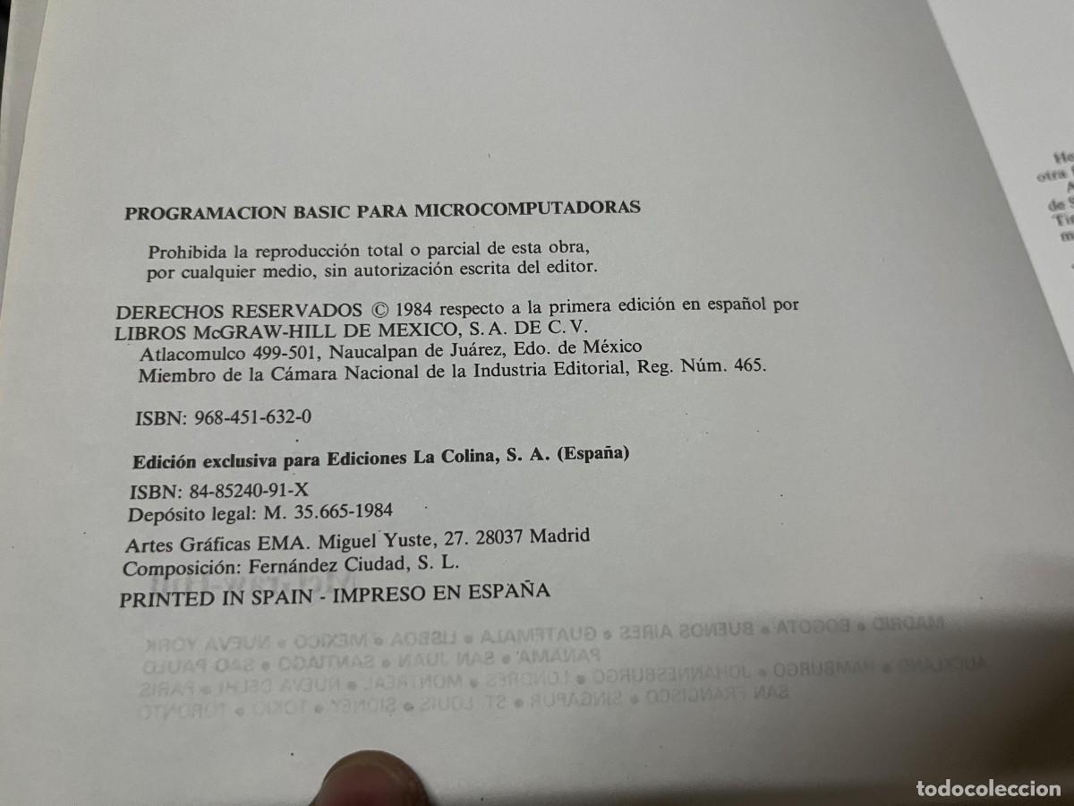 Libros de segunda mano: LIBRO PROGRAMACION BASIC PARA MICROCOMPUTADORAS LUIS JOYANES AGUILAR MC GRAW HILL COMMODORE 1984 - Foto 5