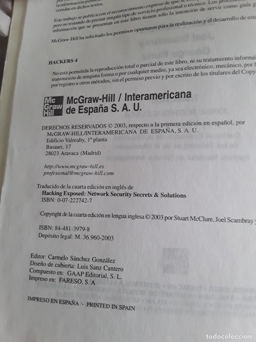 Libros de segunda mano: Hackers 4, de Stuart McClure. McGraw Hill, 2003 (Sin cd) - Foto 2